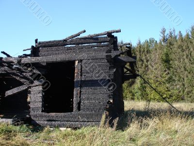 Burned down house