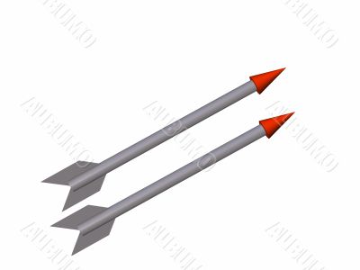 two grey arrows with red tips