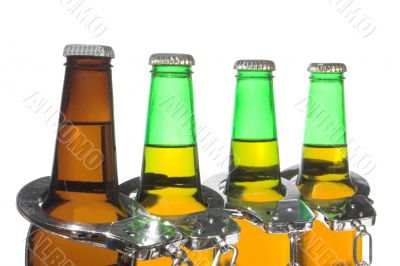 Beer and Handcuffs - Drunk Driving Concept