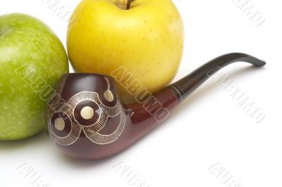 Long ornamented north-caucasian pipe with apples