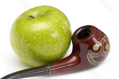 Long ornamented north-caucasian pipe with apples
