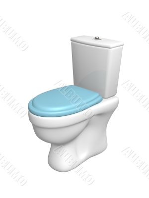 Toilet bowl, with the closed seat of blue color