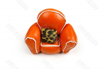 orange chair & cushion on white