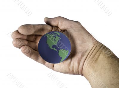 Blue and Green globe cradled in hand