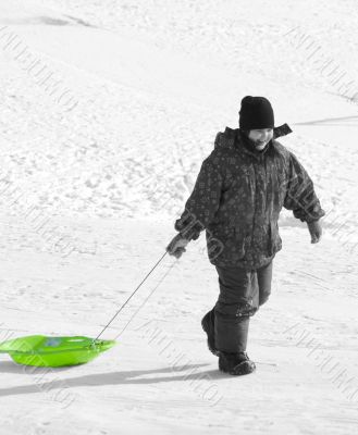 Girl Pulling Sled