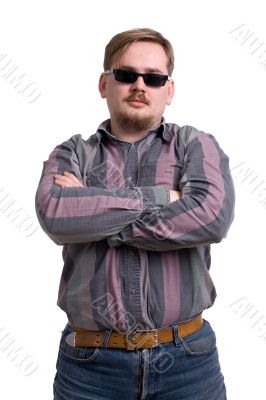 man in black glasses