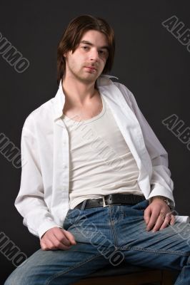 unshaven man