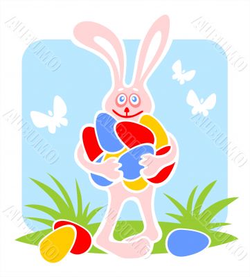 rabbit and easter eggs