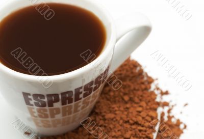 Closeup of espresso coffee cup