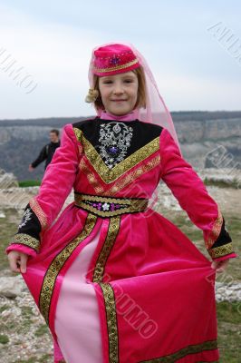 The girl in a red Tatar dress