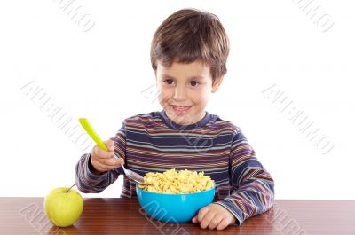 Child eating breakfast