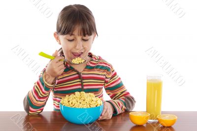 Girl eating breakfast
