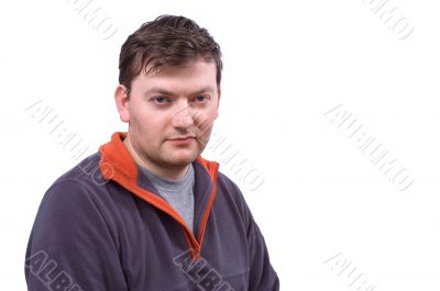 Portrait of a man, isolated on white background.