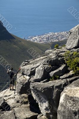 climbing in the mountains