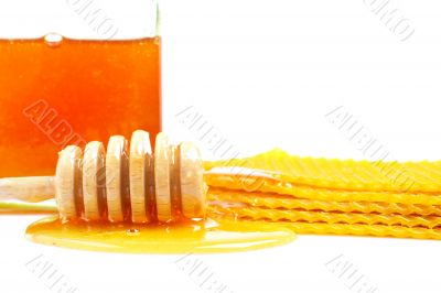 Honey jar and honeycomb