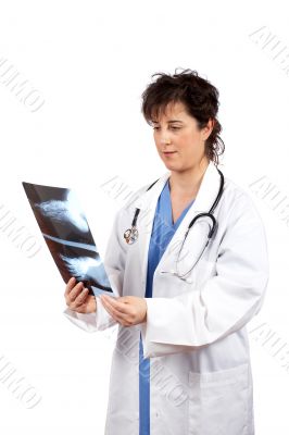 Female doctor examining x-ray