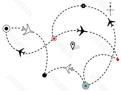 Airline Plane Flight Paths Travel Plans Map