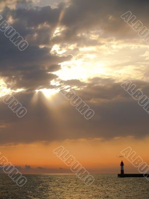 Sunlight and lighthouse
