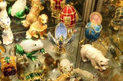 In the shop window of the jewelry store