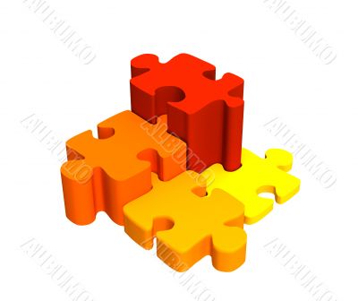 Four pieces of the puzzle, combined by a ladder