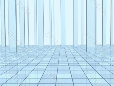 Abstract background with columns and a tiled floor