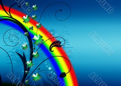 Abstract with Clover leaves and rainbow