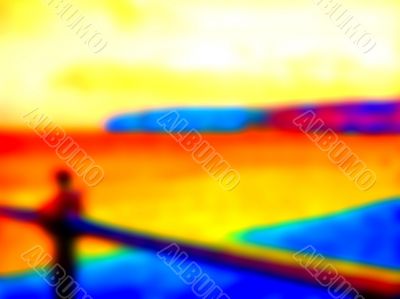 Distorted psychedelic beach view
