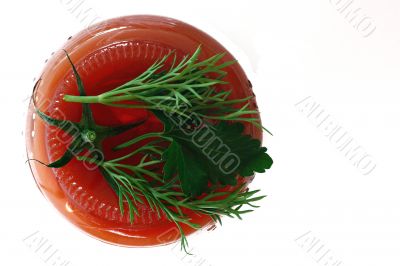 Tomato with green Isolated in White Background