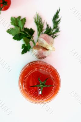 Tomato with green Isolated in White Background