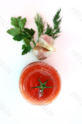 Tomato with green Isolated in White Background