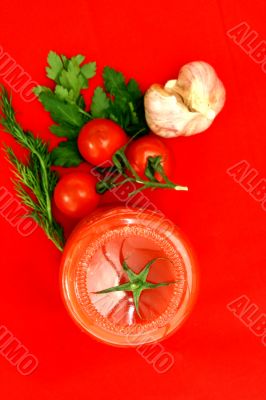 Tomato with green Isolated in White Background