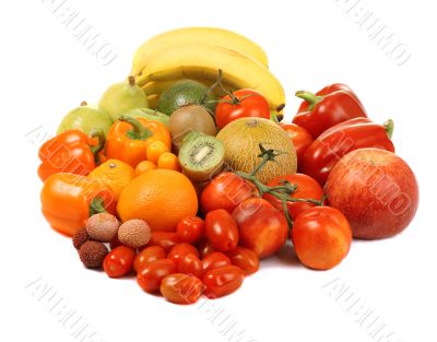 red, yellow and green fruits and vegetables