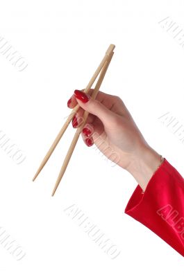 chopsticks on hand