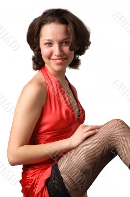 dressing woman