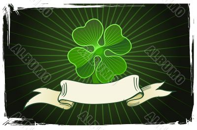Vector illustration of a clover with banner