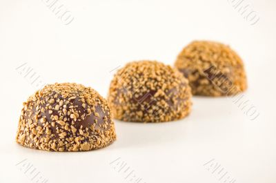 Three candies isolated on white background