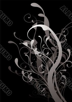 abstract floral black