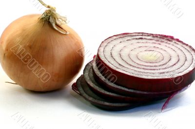 Red and Yellow Onion isolated in white background