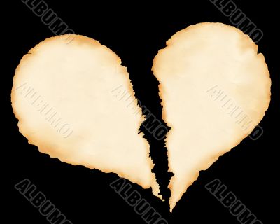 Sheet  old paper in the form of heart