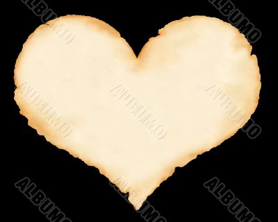 Sheet of an old paper in the form of heart