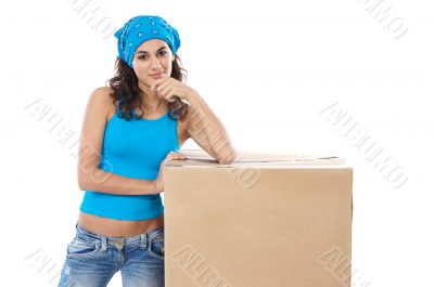 Woman with box