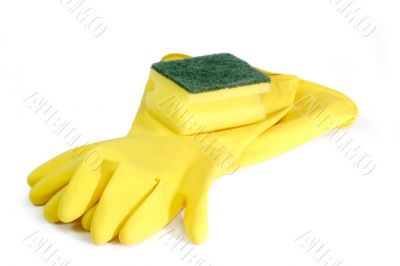 Yellow rubber gloves