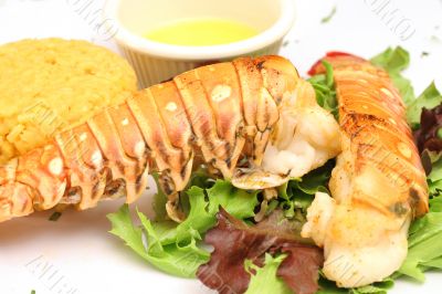 Lobster & butter with a salad