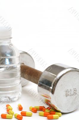 Bottled water fitness weight & vitamins vert