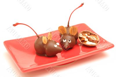 homemade chocolate mice angle