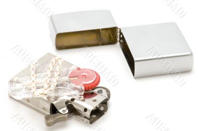 Metal lighter on white