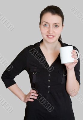 woman with a white mug