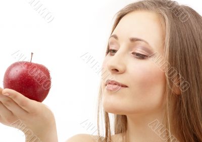 woman with apple