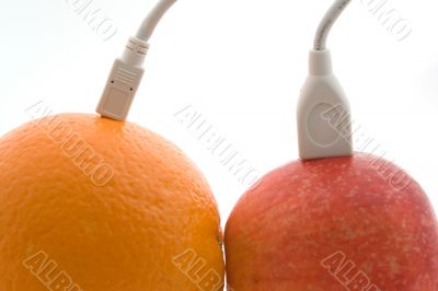 The orange and apple are connected 3