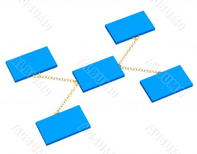 3d blue boxes, connected by a gold circuit